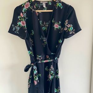Floral midi wrap dress with slit